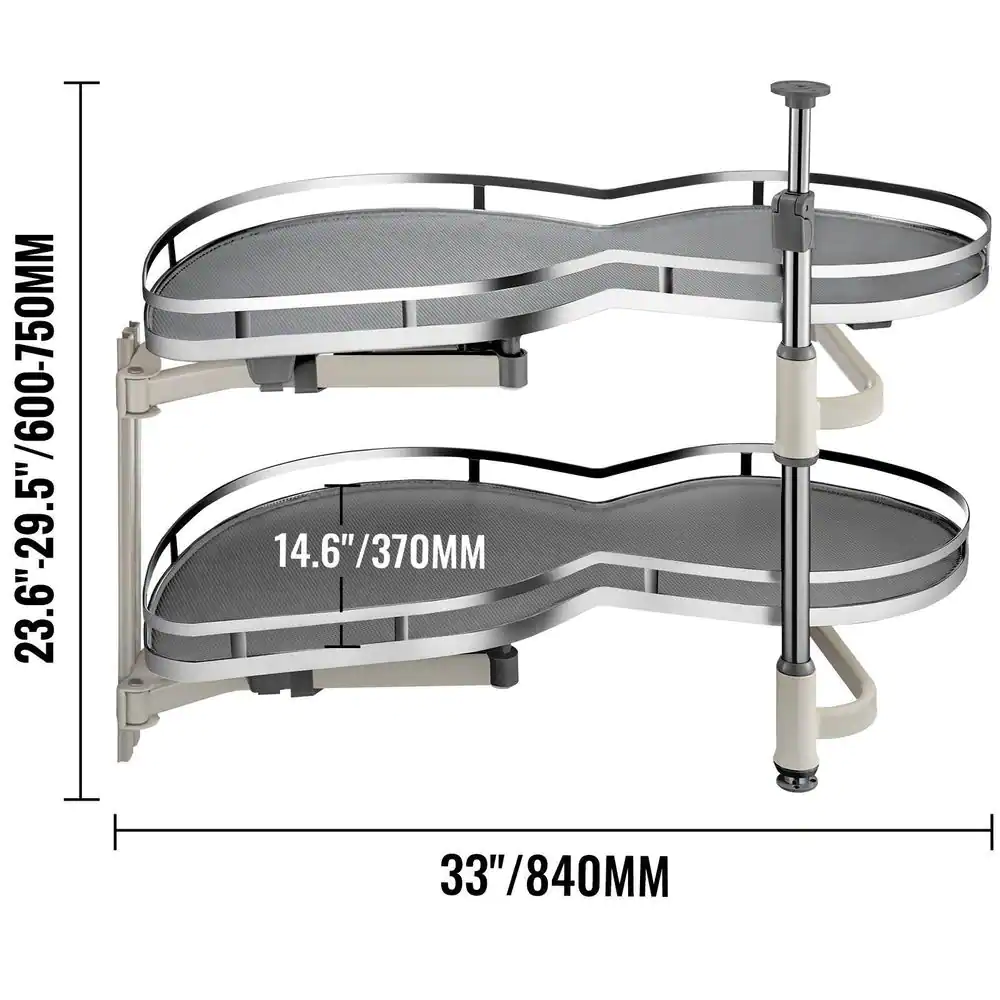 VEVOR Swing Left Blind Corner Cabinet Pull Out for 36 in. Cabinet 2 Tier Swing Tray Soft Close Cloud Blind Kitchen Cabinet