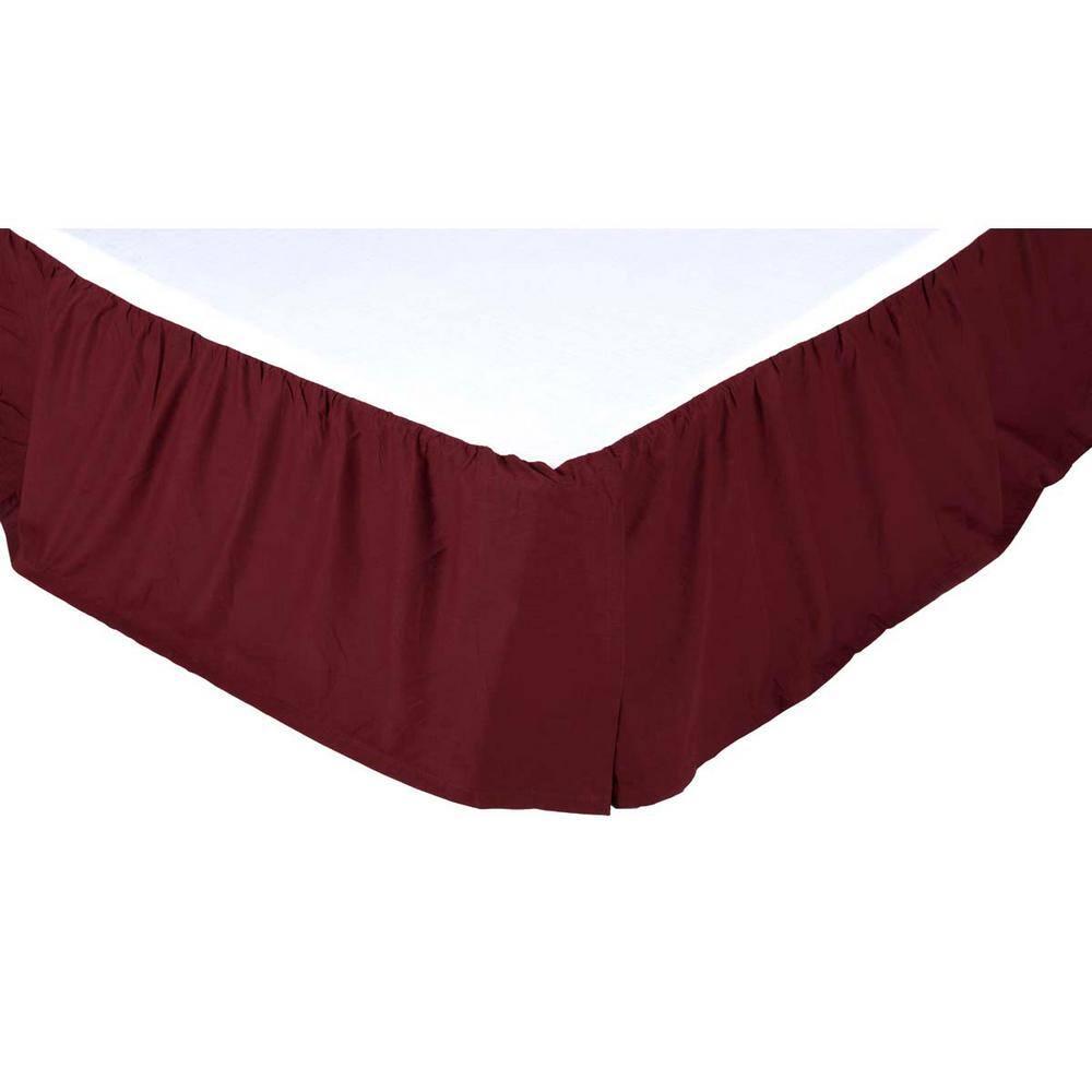 VHC Brands 16 in. Solid Burgundy Twin Bed Skirt