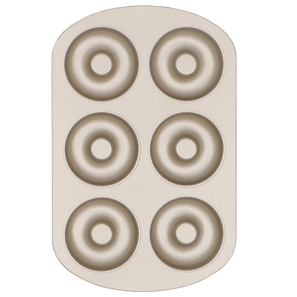 Home Basics 6-Cup Gold Non-Stick Carbon Steel Donut Pan