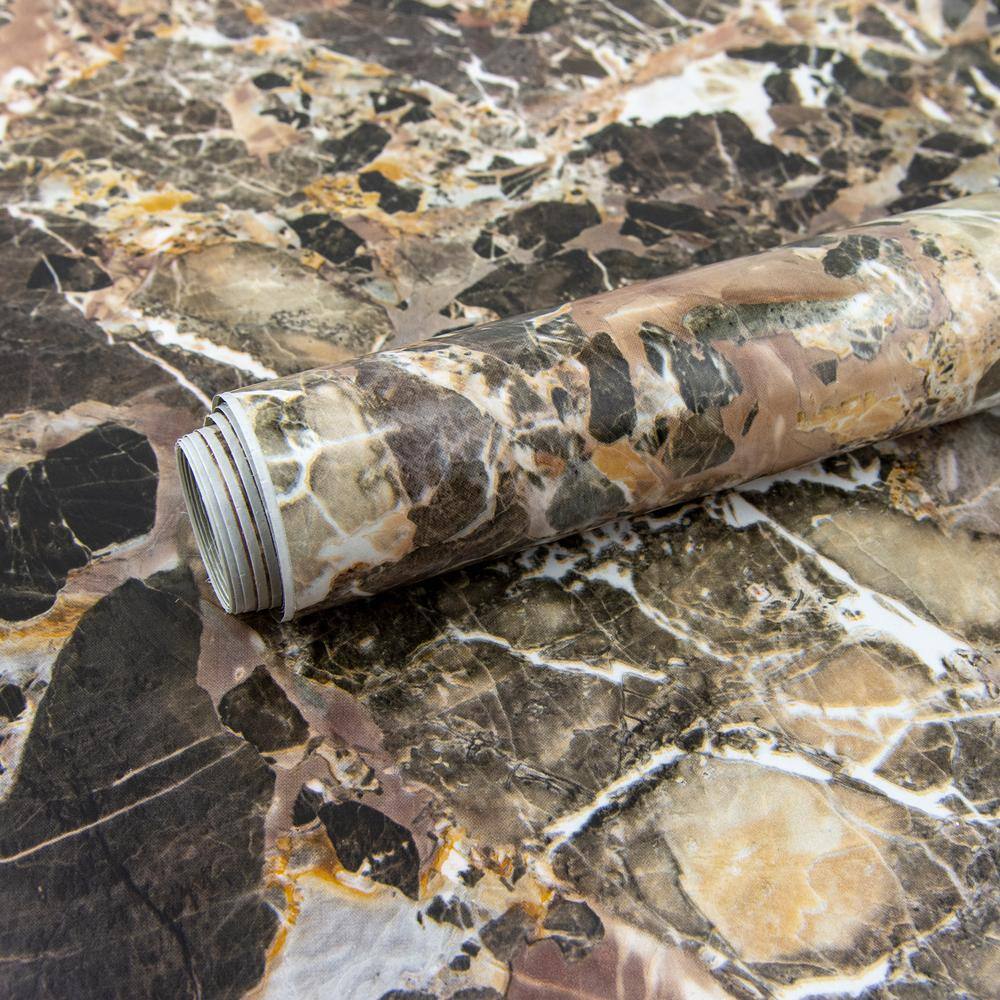 Fablon 157.48 in. x 17.71 in. Brown Arezzo Nature Adhesive Film (Set of 2)