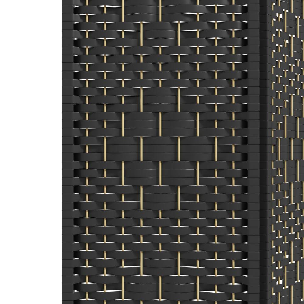 HOMCOM 3-Panel Room Divider, Folding Privacy Screen, 5.6 in. Room Separator, Fiber Freestanding Partition Wall Divider, Black