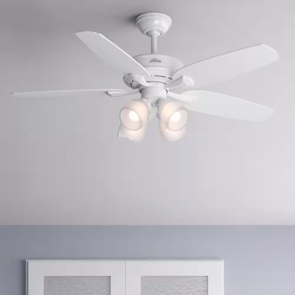 Hunter Channing 52 in. LED Indoor Snow White Ceiling Fan with Light and Remote