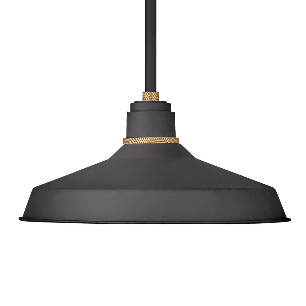 HINKLEY Foundry 1-Light Textured Black Outdoor Barn Pendant Light