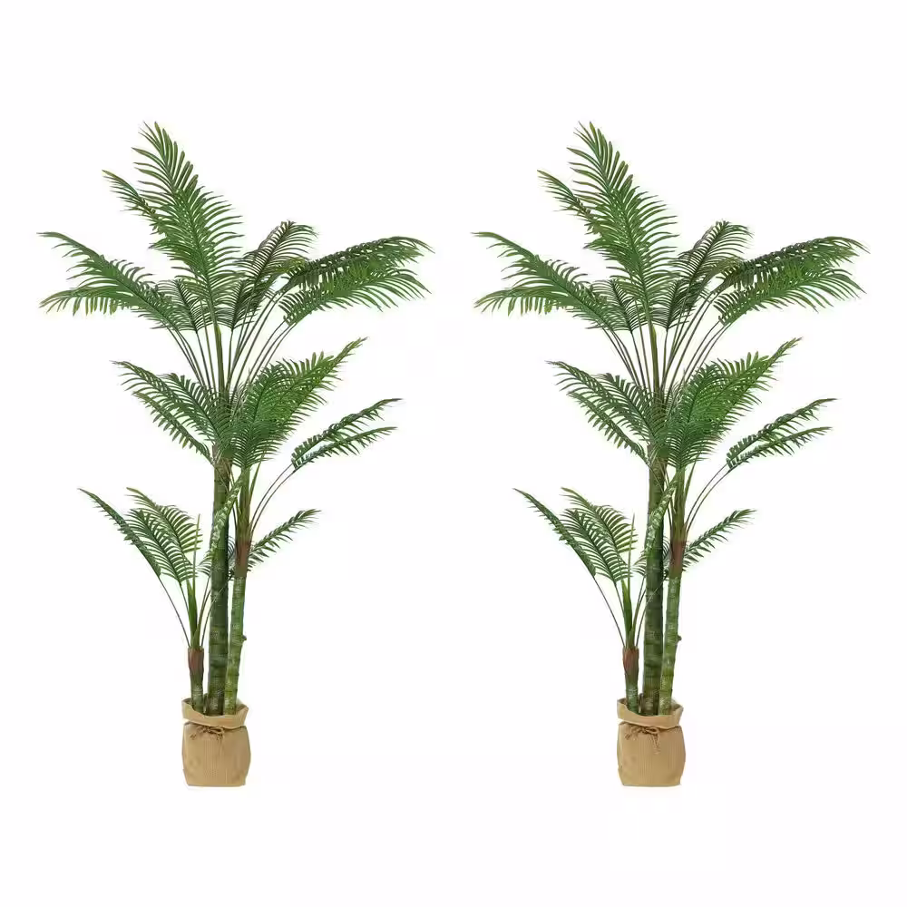 Vanity Art 85 .04 in H Artificial Palm Plant in Planter (Set of 2)