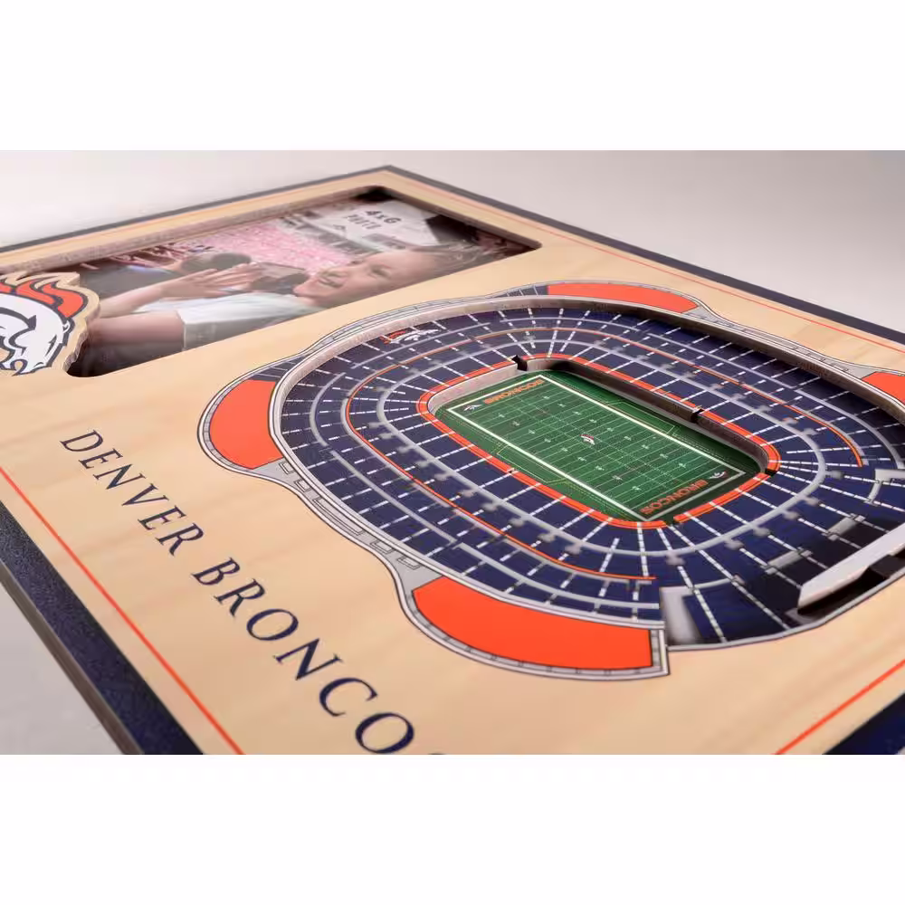 YouTheFan NFL Denver Broncos Team Colored 3D StadiumView with 4 in. x 6 in. Picture Frame