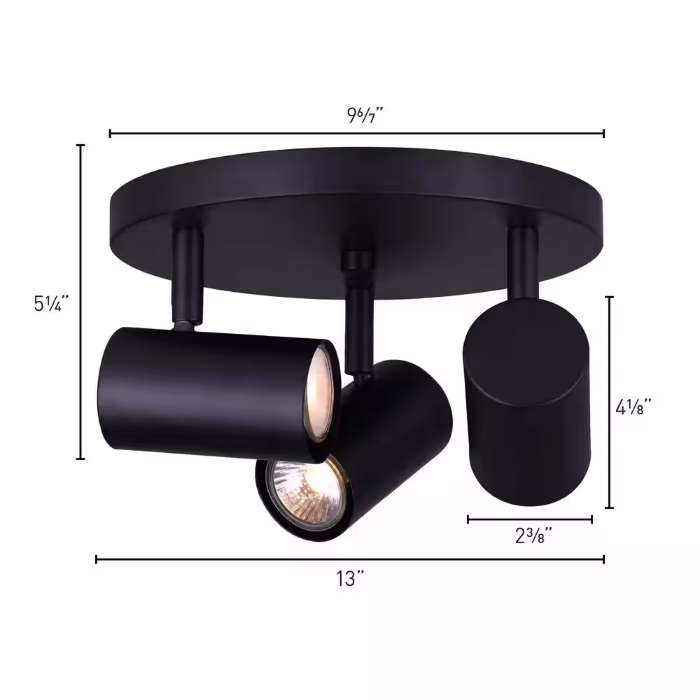 CANARM Marena 13 in. 3-Light Matte Black Halogen Track Lighting Kit