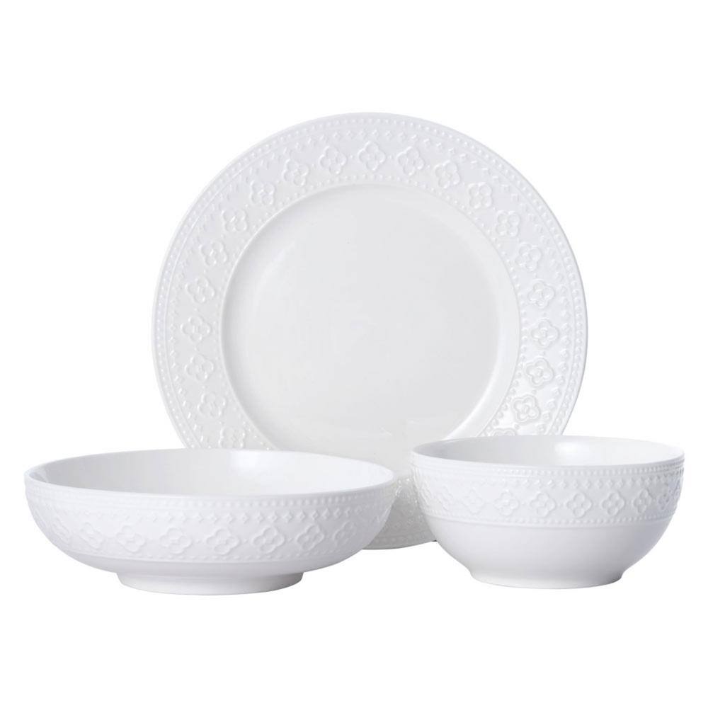Pfaltzgraff 12-Piece Haisley White Stoneware Dinnerware Set (Service For 4)