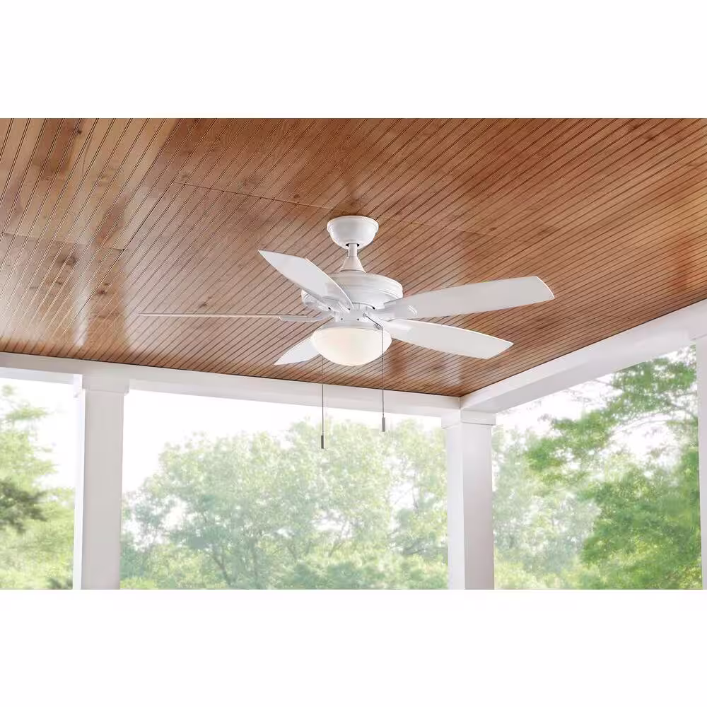 Hampton Bay Gazebo III 52 in. White LED Indoor/Outdoor Ceiling Fan with Light Kit