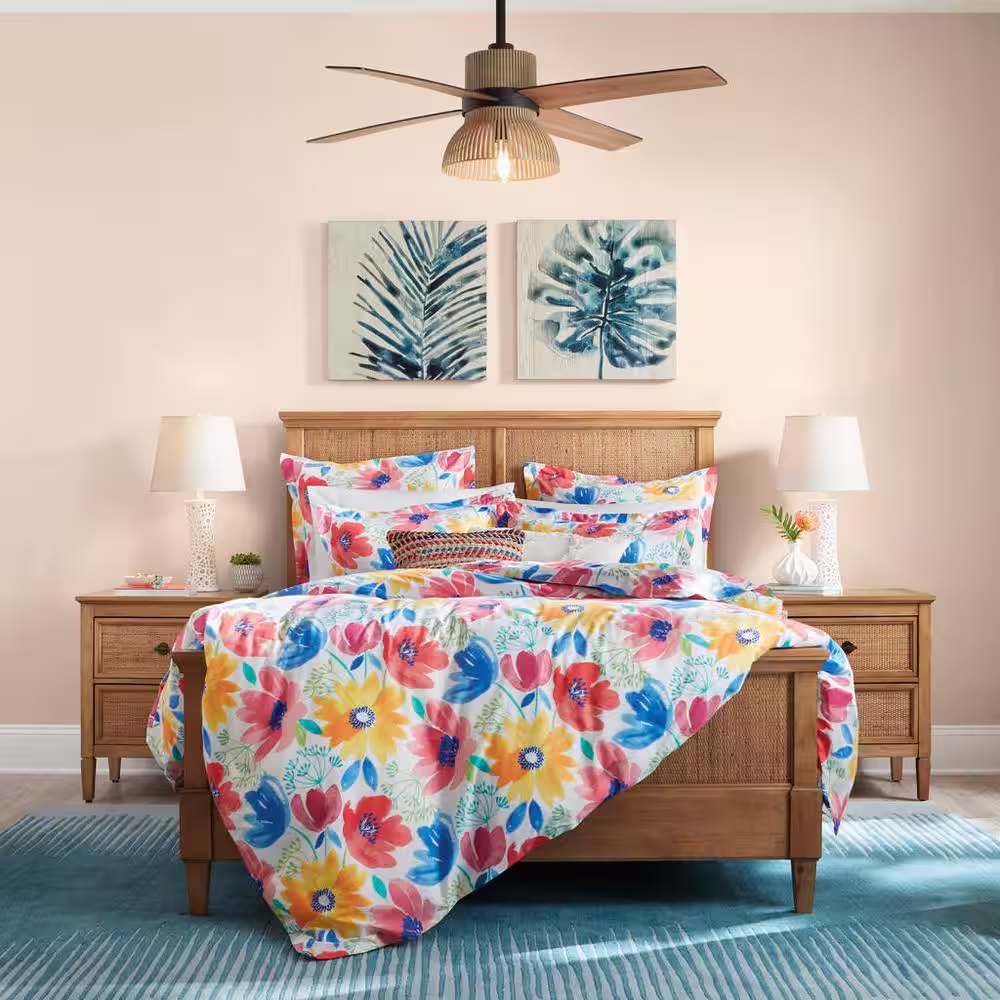 Home Decorators Collection Savannah 52 in. Indoor LED Matte Black Dry Rated Ceiling Fan with 4 Reversible Blades, Light Kit and Remote Control