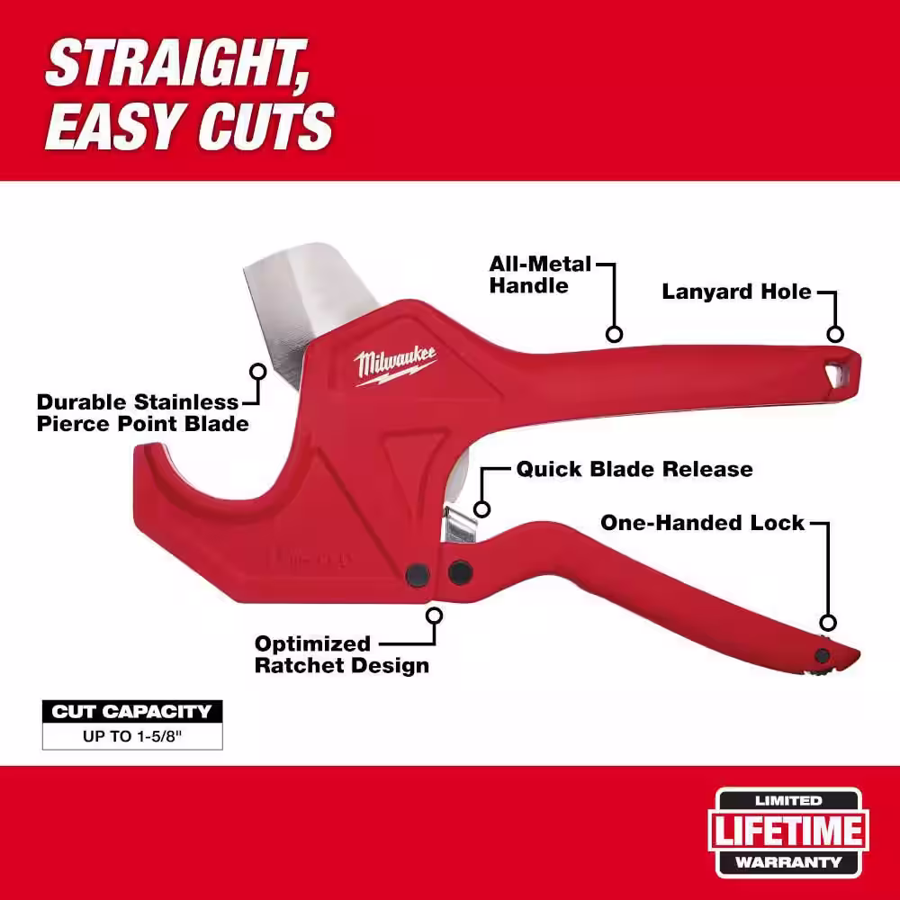 Milwaukee 1-5/8 in. Ratcheting Pipe Cutter with Reaming Pen (2-Piece)