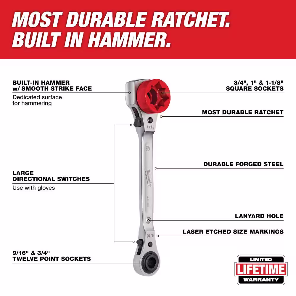 Milwaukee Lineman's 5-in-1 Ratcheting Wrench
