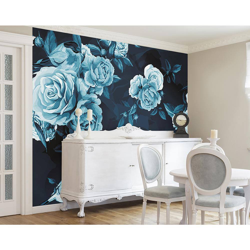 OhPopsi Blue Roses Wall Mural