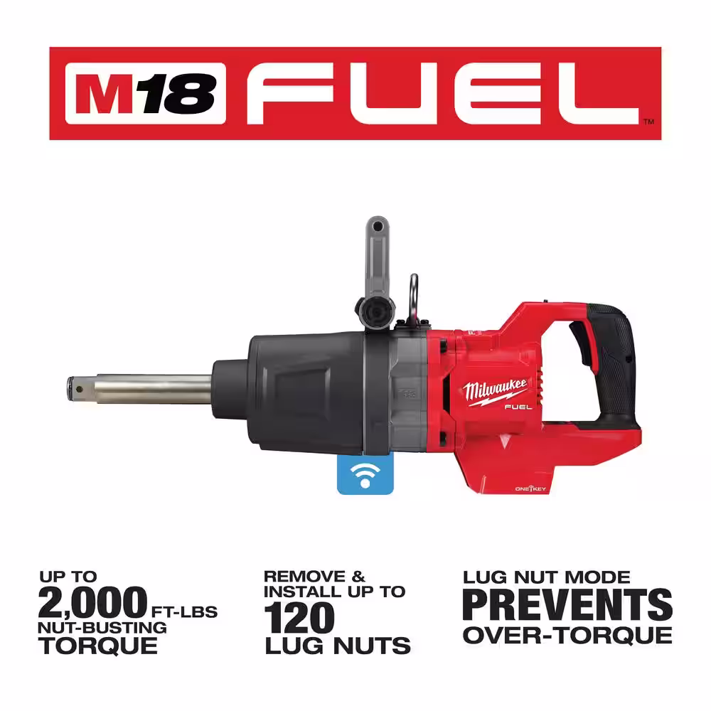 Milwaukee M18 FUEL 18V Lithium-Ion Brushless Cordless 1 in. Impact Wrench Extended Reach D-Handle (Tool-Only)