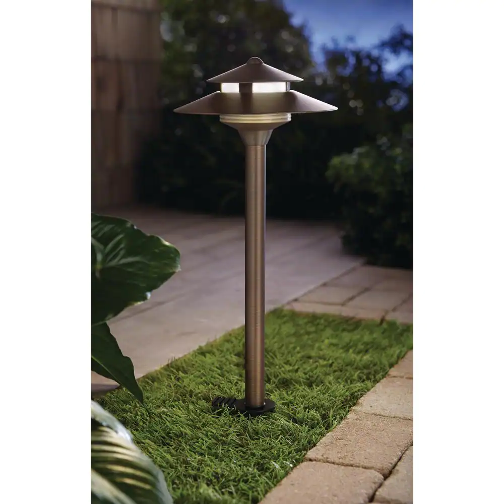 Home Decorators Collection 20-Watt Equivalent Low Voltage Brass Integrated LED 2700K Warm White Outdoor Landscape Path Light