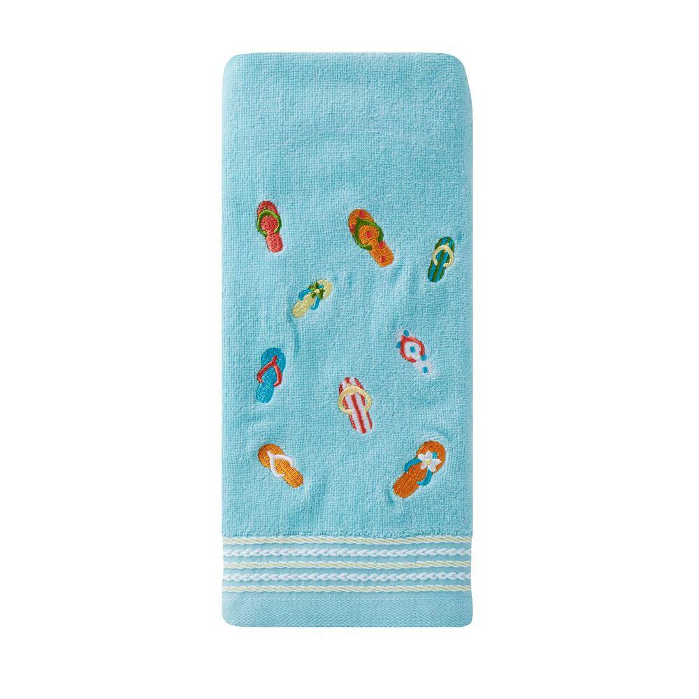 None Blue 100% Cotton Flips and Flops Hand Towel (2-Pack)