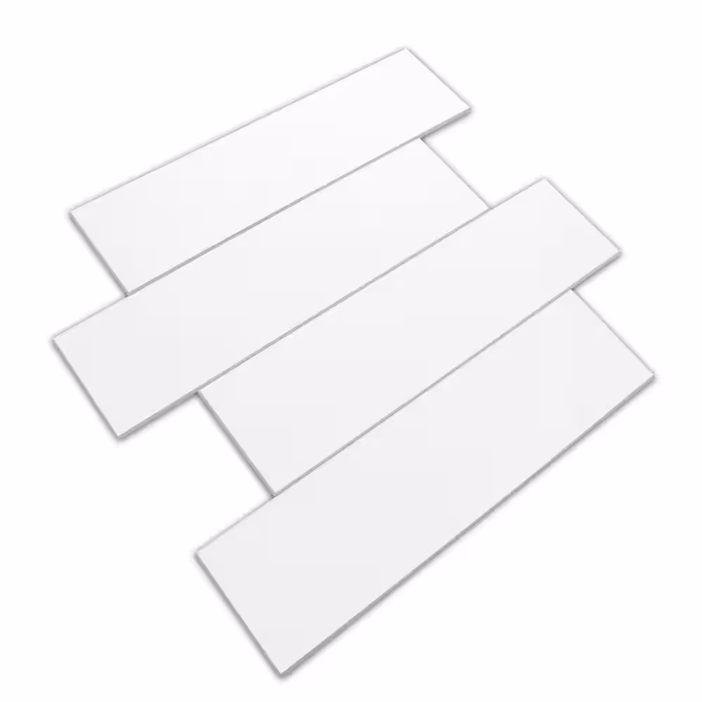 None Macadam White 11.81 in. x 10.82 in. Stone 4 mm Peel and Stick Backsplash Tile (7.1 sq. ft./8-Pack)