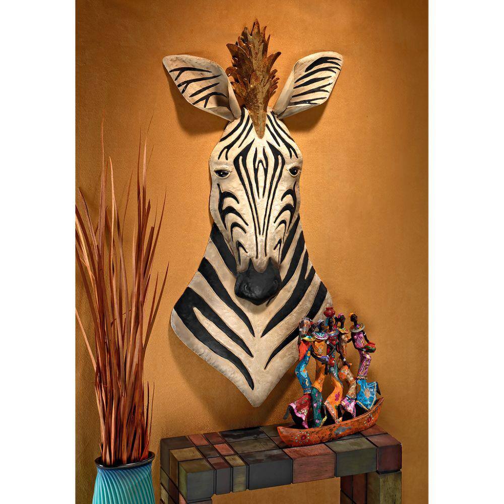 Design Toscano 32 in. x 15.5 in. King of the Herd Safari Zebra Metal Wall Sculpture