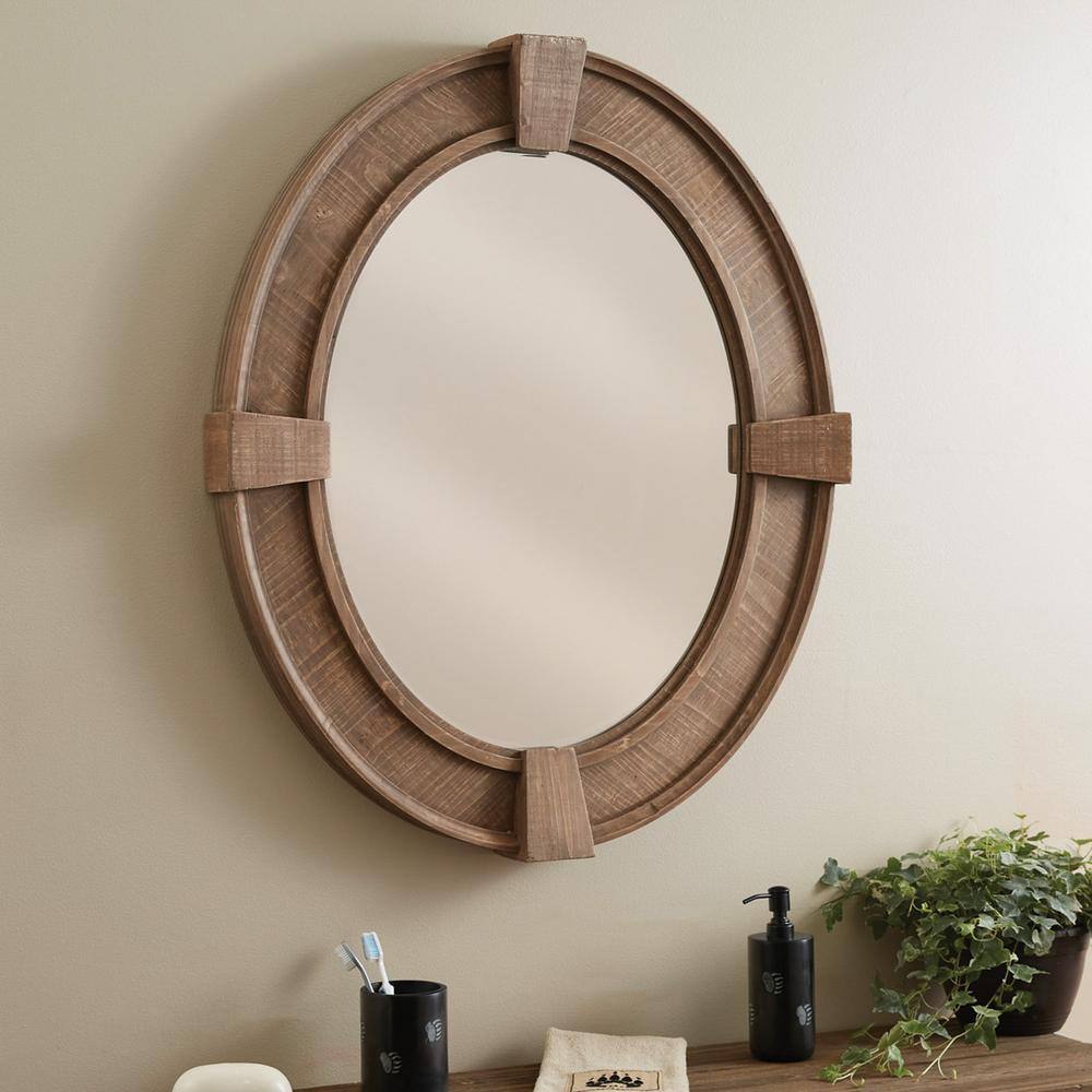 Park Designs 36.75 in. H x 30.75 in. W Classic Farmhouse Oval Distressed Framed Wood Decorative Mirror