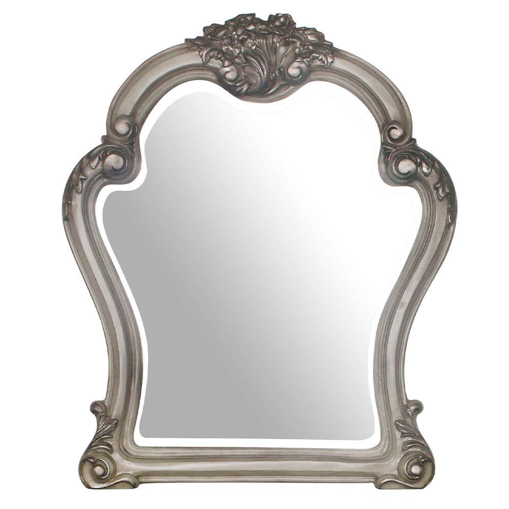 Acme Furniture Dresden 46 in. x 4 in. Modern Irregular Vintage Bone White Framed Mirror