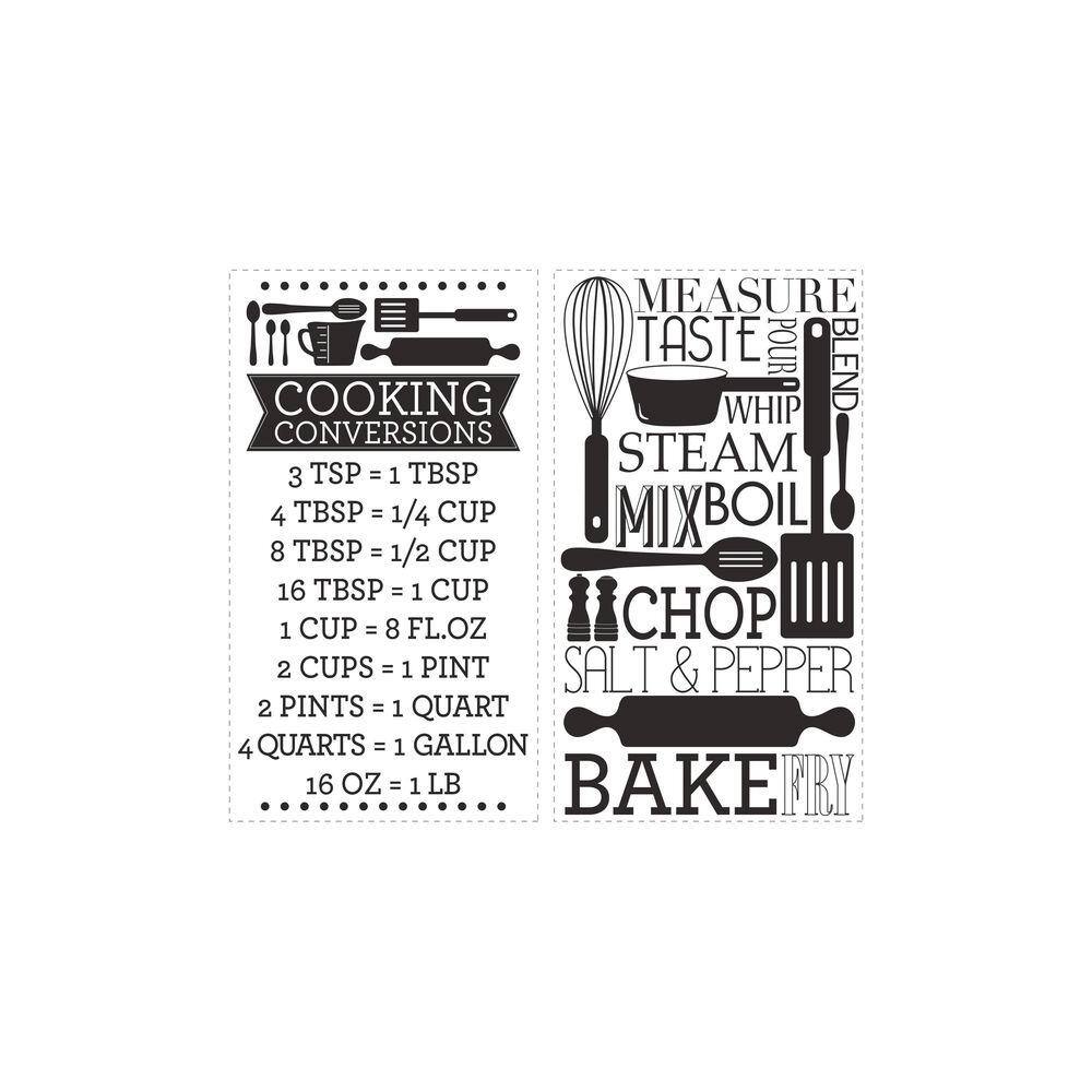 RoomMates 5 in. x 11.5 in. Cooking Conversions Peel and Stick Wall Decal