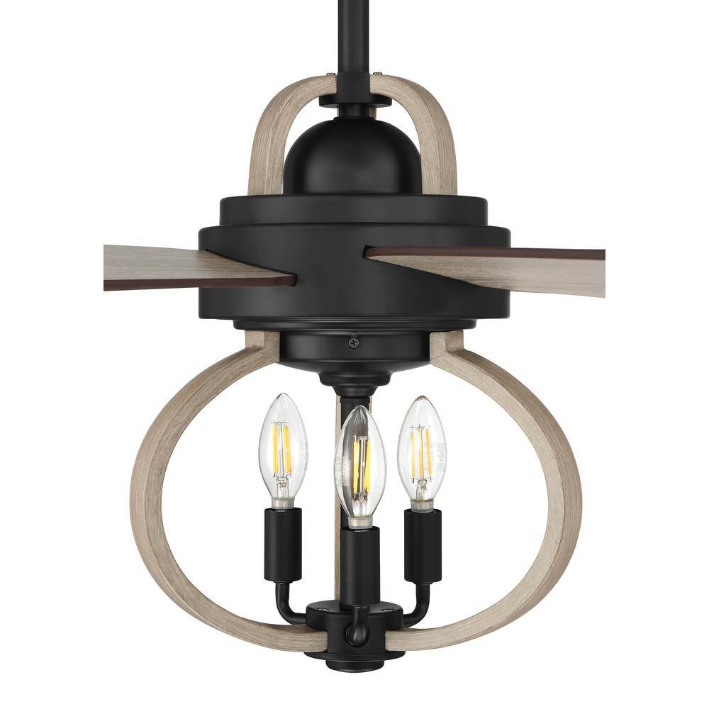 CRAFTMADE Reese 52 in. Indoor/Outdoor Dual Mount Flat Black Ceiling Fan with Smart Wi-Fi Enabled Remote and Integrated LED Light