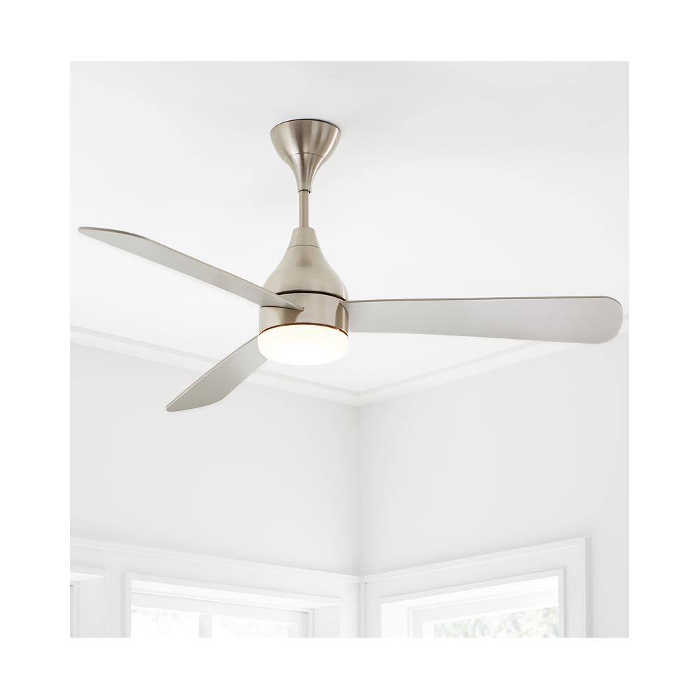 Generation Lighting Streaming Smart 60 in. LED Indoor/Outdoor Brushed Steel Ceiling Fan with Remote Control and Reversible Motor