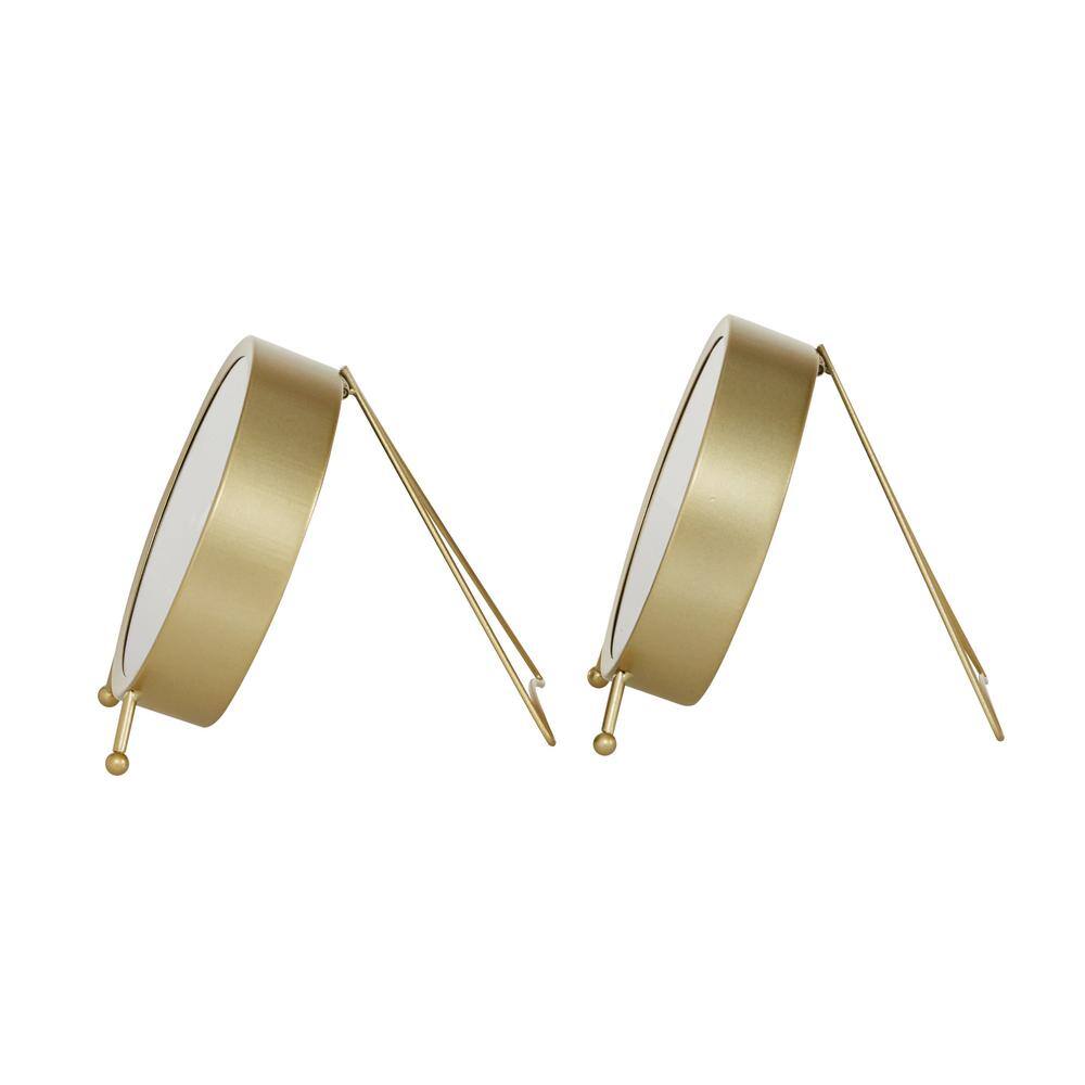 None Gold Metal Analog Clock (Set of 2)