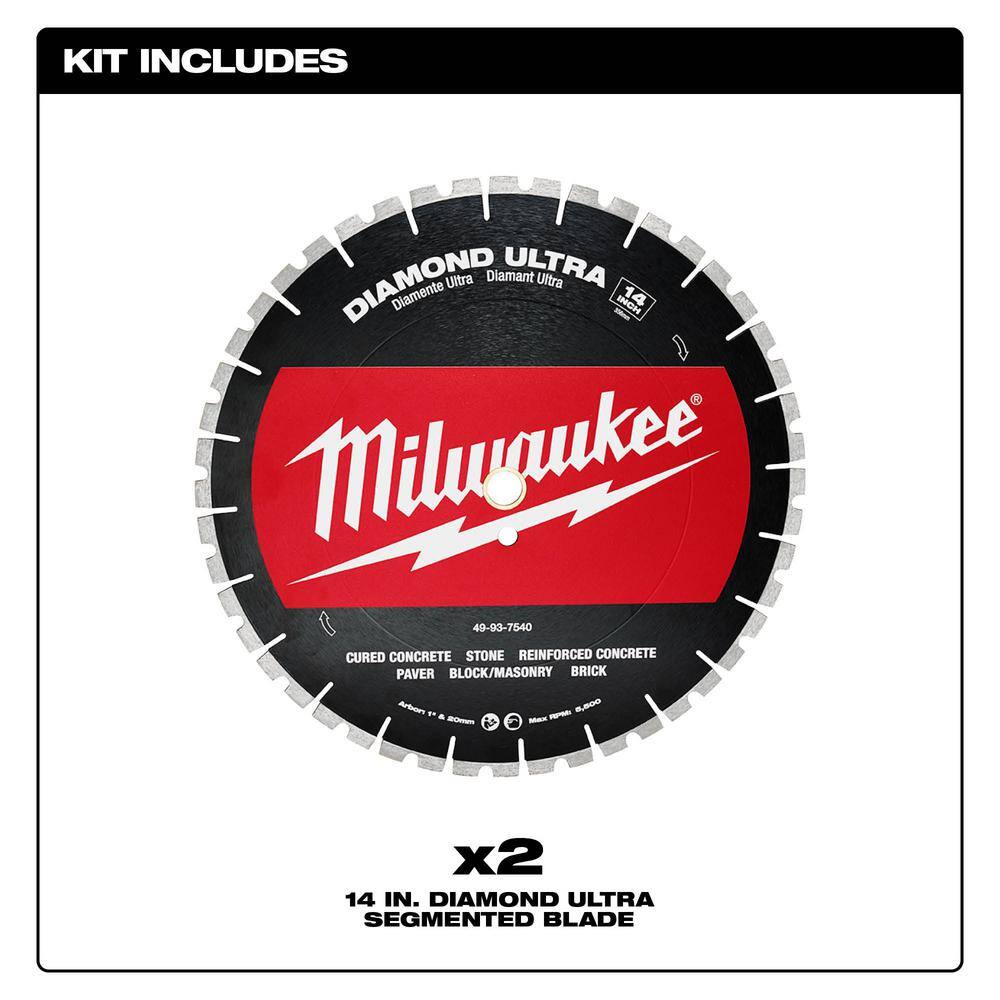 Milwaukee 14 in. Diamond Ultra Segmented Blade (2-Pack)