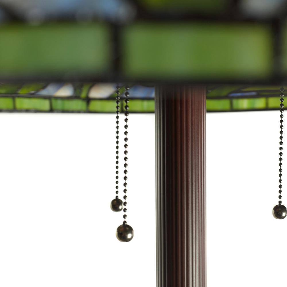 River of Goods Wilma 69 in. Antique Bronze, Pink and Green Poppy Tiffany-Style Stained Glass Floor Lamp