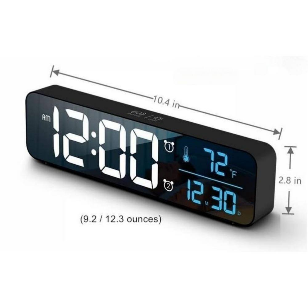 None Modern LED Large Display Wired Digital Alarm Clock in Black and Blue