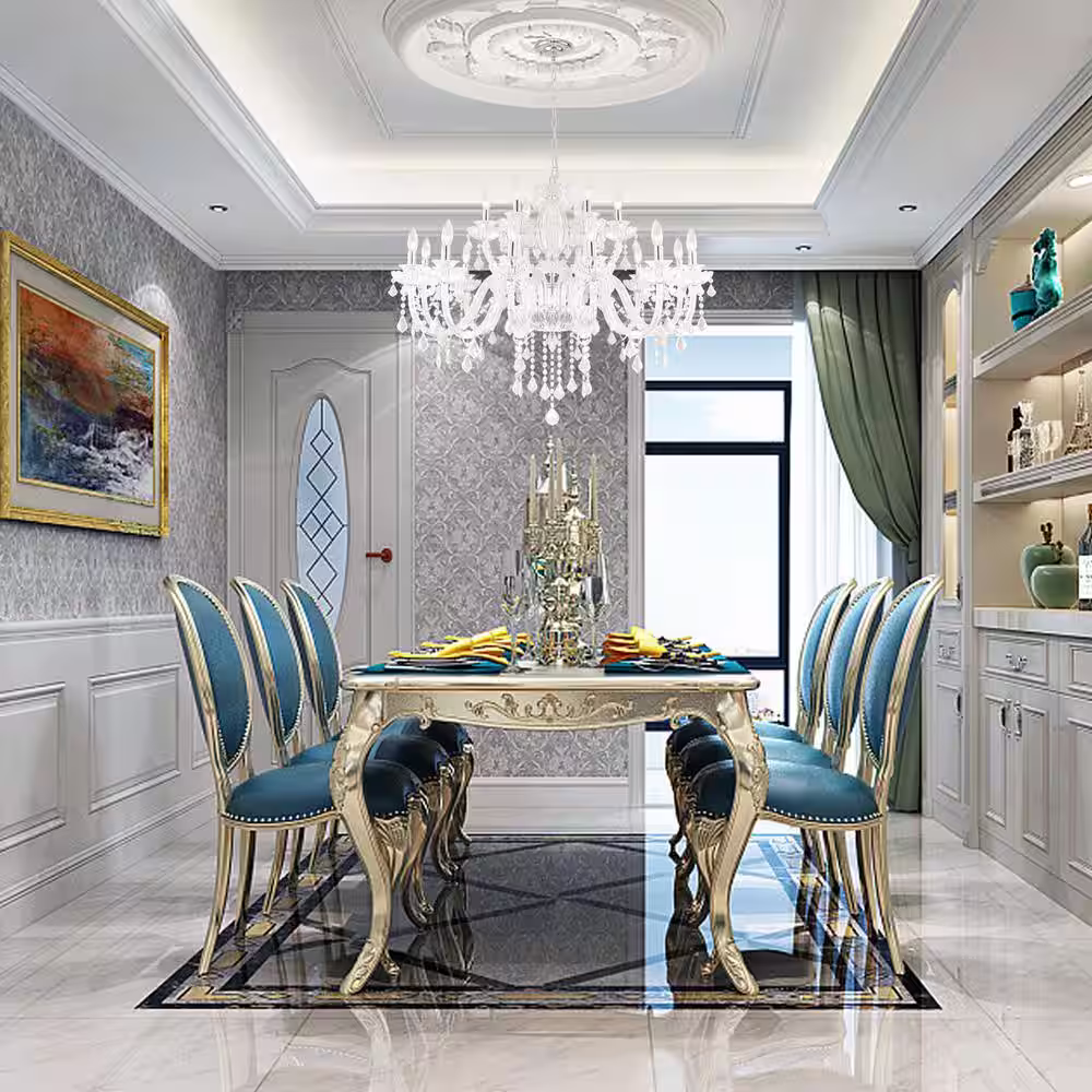 Maxax Atlanta 18-Light Clear Candle Style Classic/Traditional Chandelier with Crystal Accents