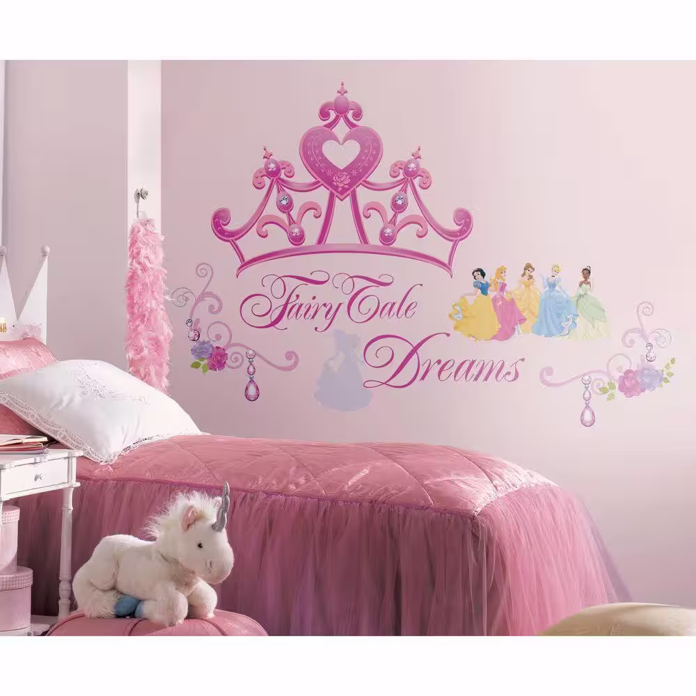 RoomMates 5 in. x 19 in. Disney Princess Crown Peel and Stick Giant Wall Decal (18-Piece)