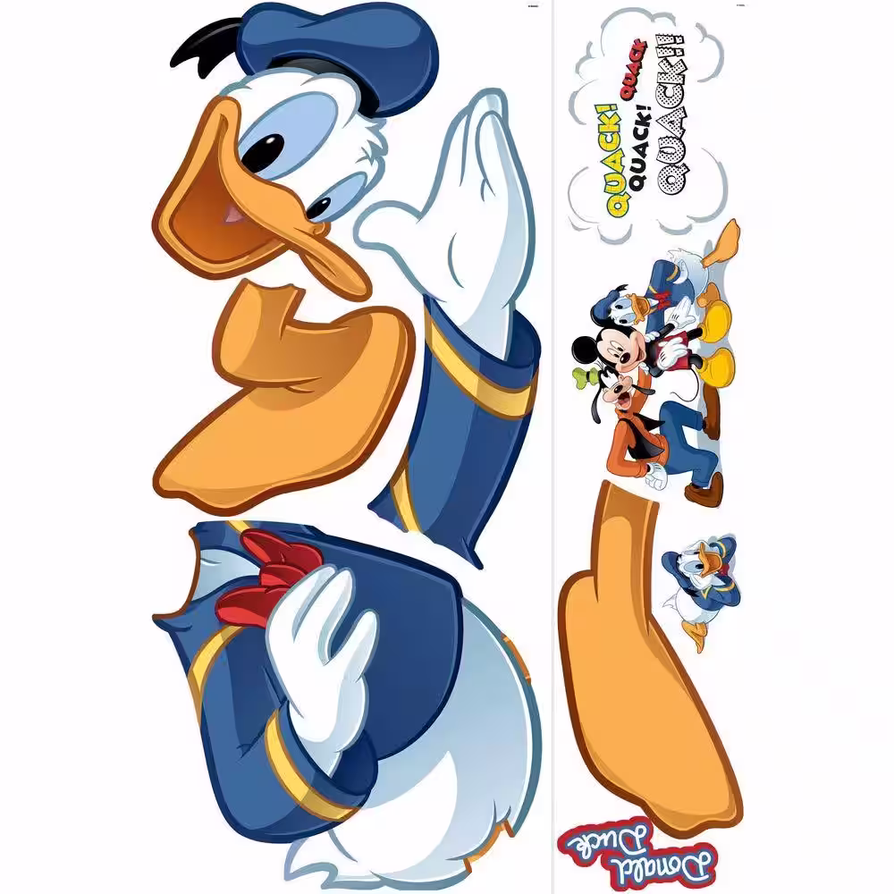 RoomMates 5 in. x 19 in. Mickey and Friends Donald Duck 9-Piece Peel and Stick Giant Wall Decal