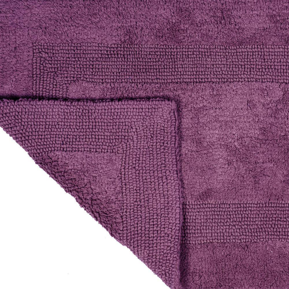 Lavish Home 60 in. x 24 in. in Eggplant Purple Reversible Cotton Rectangle Bath Mat