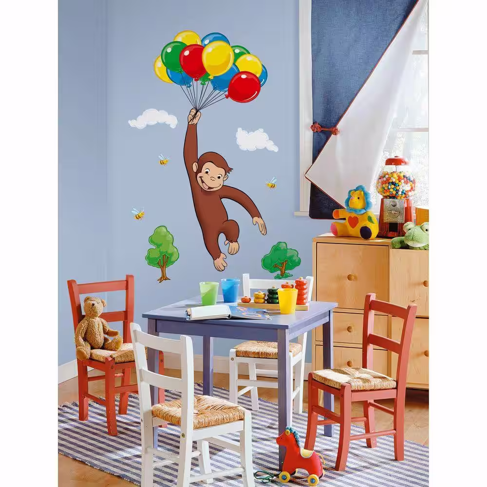 RoomMates Curious George Peel and Stick Giant Wall Decal, RMK1082GM