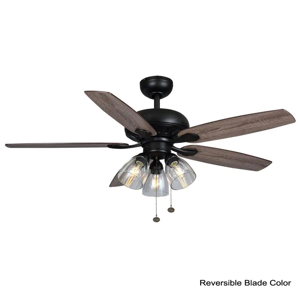 Hampton Bay Rockport 52 in. LED Matte Black Ceiling Fan with Five Reversible Blades