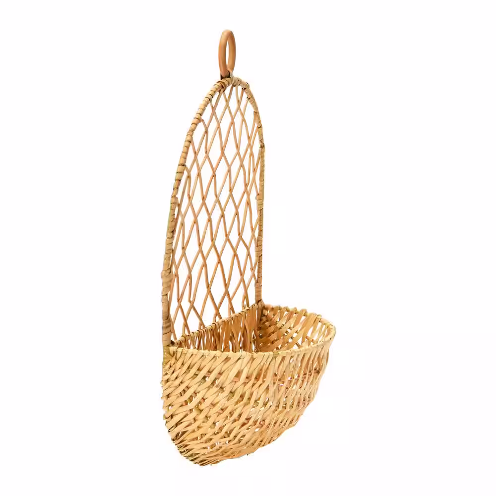Storied Home Hand -Woven Hanging Oval Wicker Basket