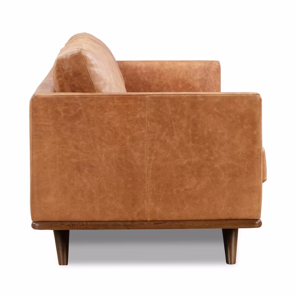 Poly and Bark Nolita 85 in. Cognac Tan Leather 3 Seats Sofa