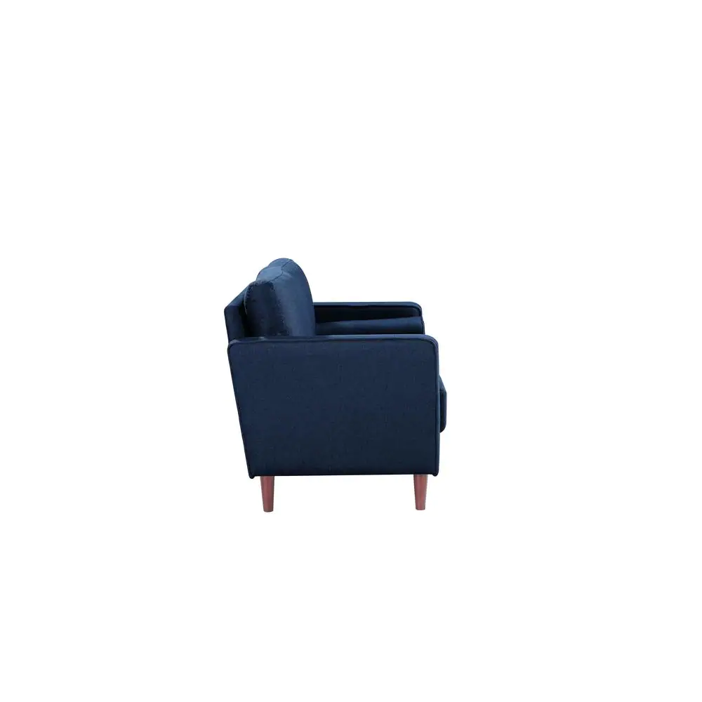 Lifestyle Solutions Lillith 31.1 in. Navy Blue Polyester 4-Seater Tuxedo Sofa with Square Arms