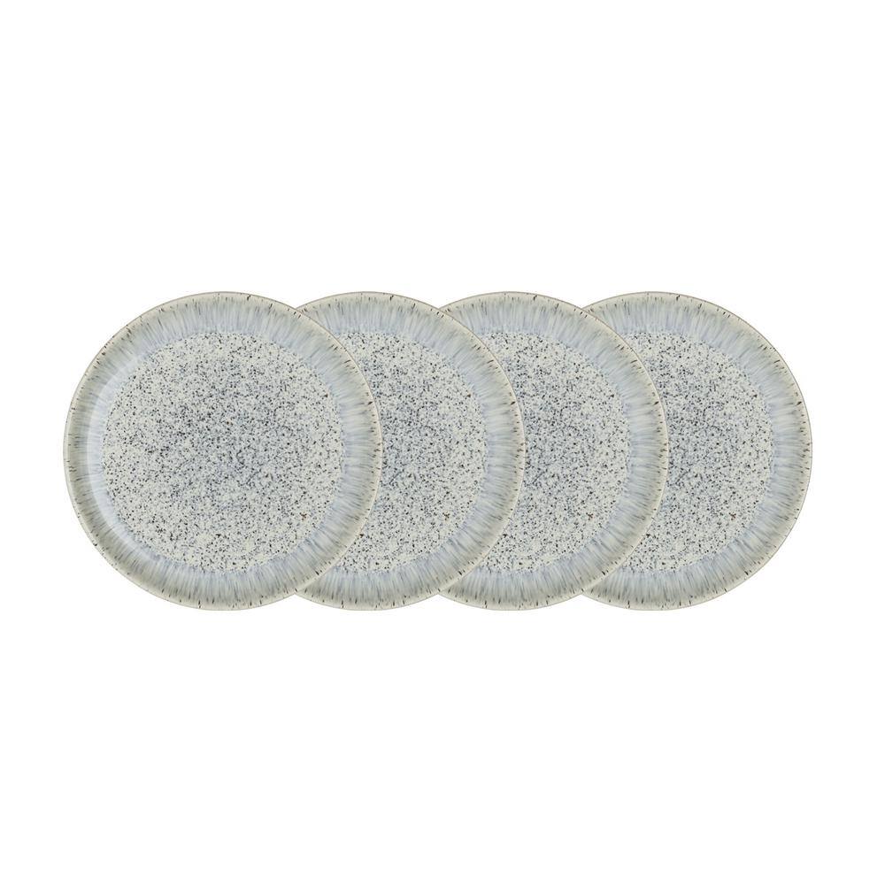Denby Halo Speckle Stoneware 8 oz. Medium Coupe Plates (Set of 4)