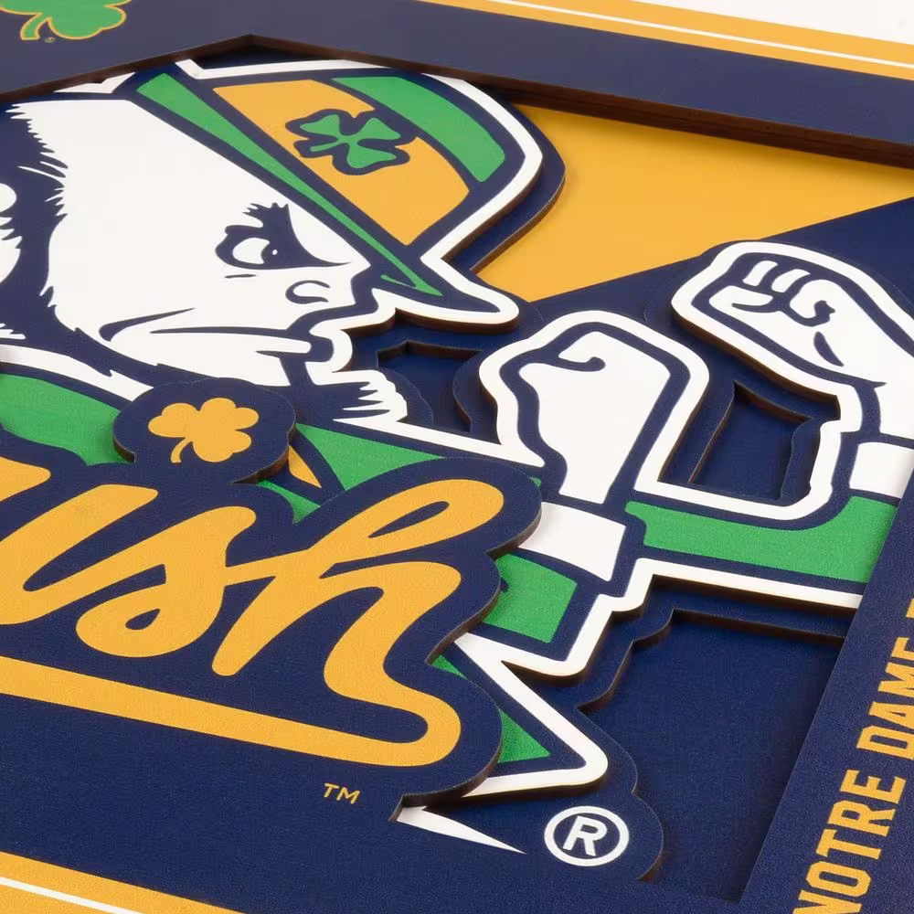 None NCAA Notre Dame Fighting Irish 3D Logo Series Wall Art - 12x12