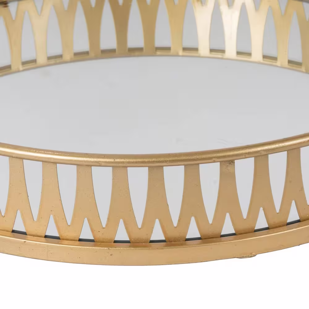 A & B Home Urban Vogue Round Gold Tray