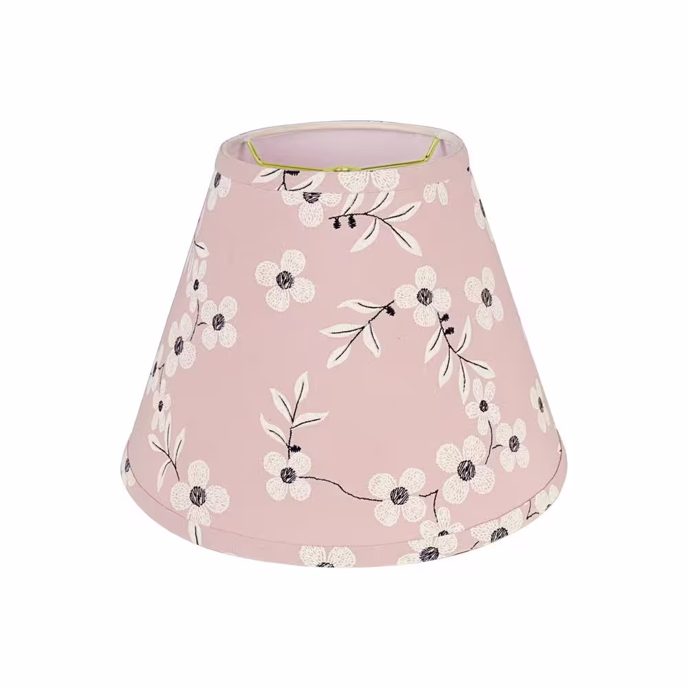 Aspen Creative Corporation 12 in. x 9 in. Pink with Printed Flower Pattern Hardback Empire Lamp Shade