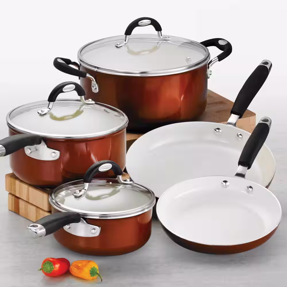Tramontina Style Ceramica 8-Piece Metallic Copper Cookware Set with Lids