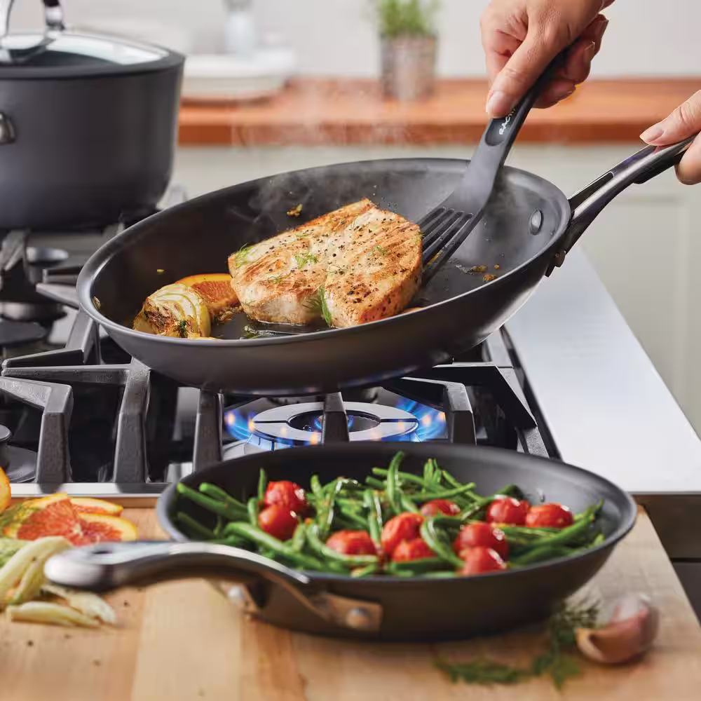 Rachael Ray Cook + Create 2- Piece Hard Anodized Aluminum Nonstick Skillet Set in Black