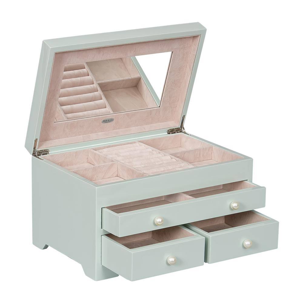 Mele & Co Bianca Wooden Jewelry Box in Seafoam