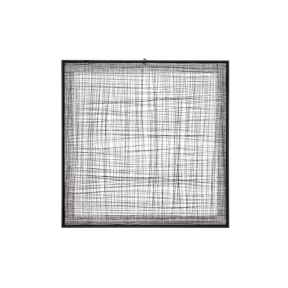 Litton Lane Metal Black Mesh Geometric Wall Decor with Black Frame