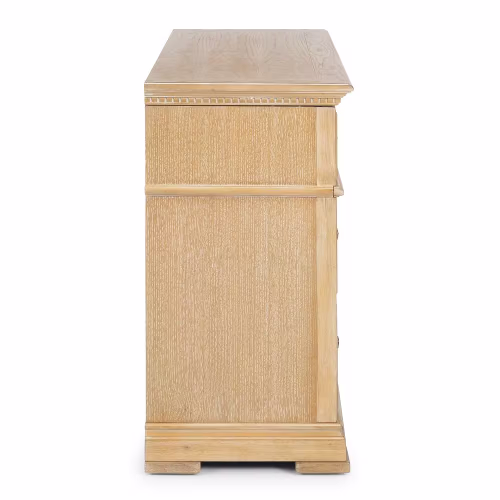 HOMESTYLES Manor House 36 in. L x 56 in. W x 19 in. H 6-Drawer Natural Dresser