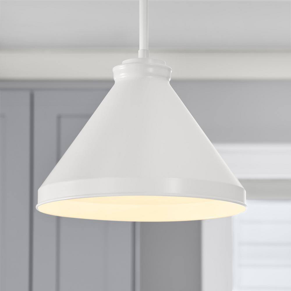 None 2-1/4 in. Large Matte White Metal Cone Pendant Light Shade