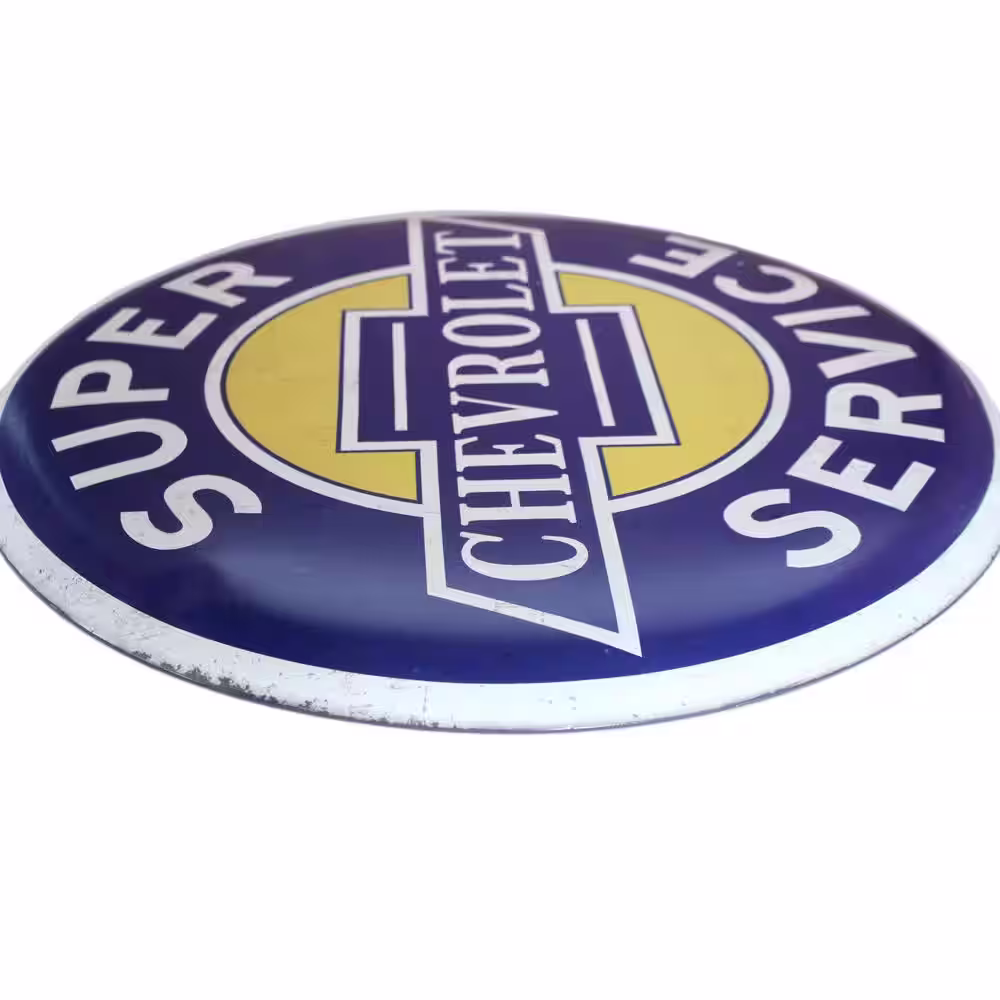 Open Road Brands 24 in. x 24 in. Chevrolet Super Service Hollow Curved Tin Button Sign
